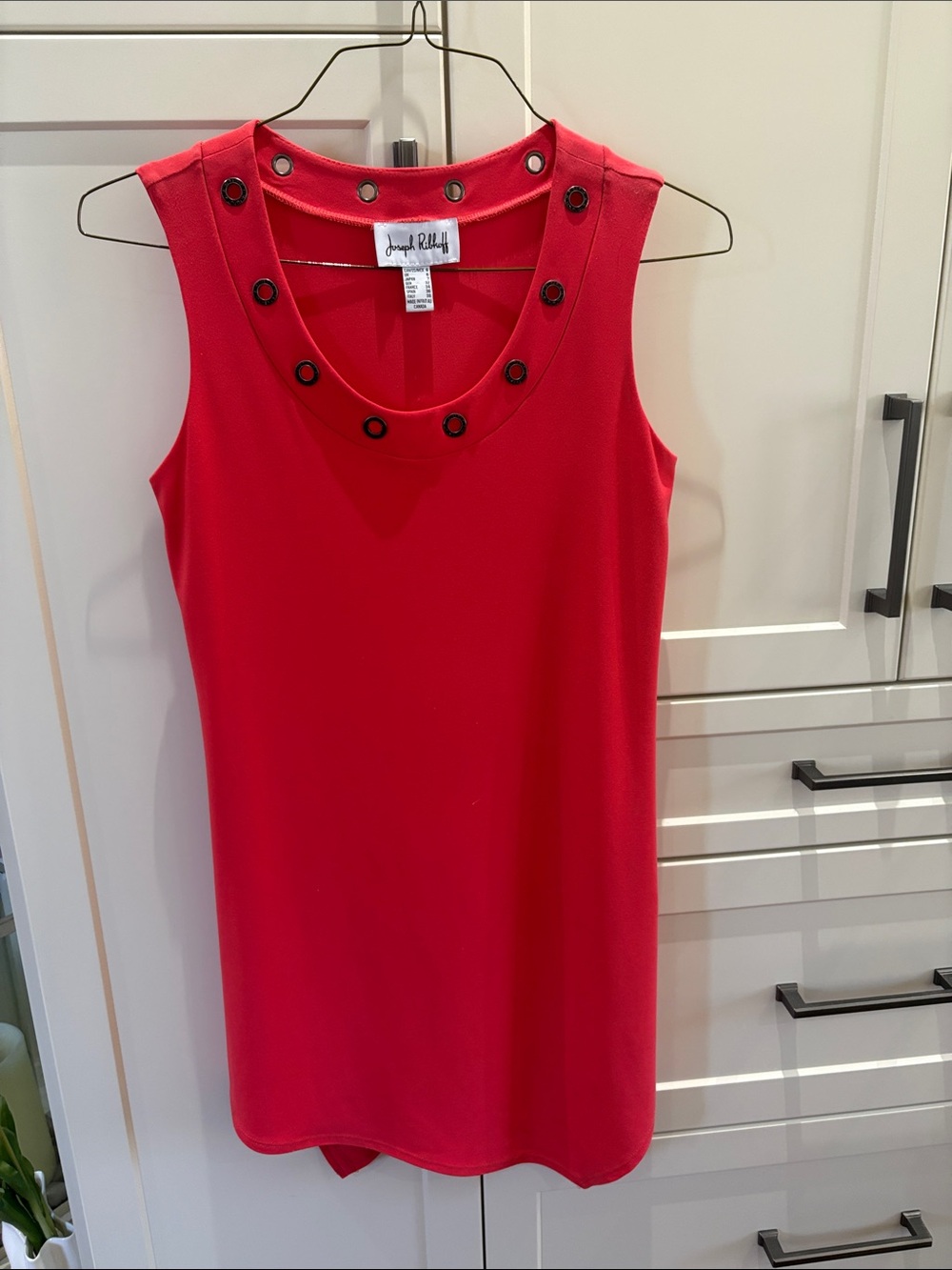 Joseph Ribkoff Bright Red Sleeveless Eyelet-Trim Mini Dress